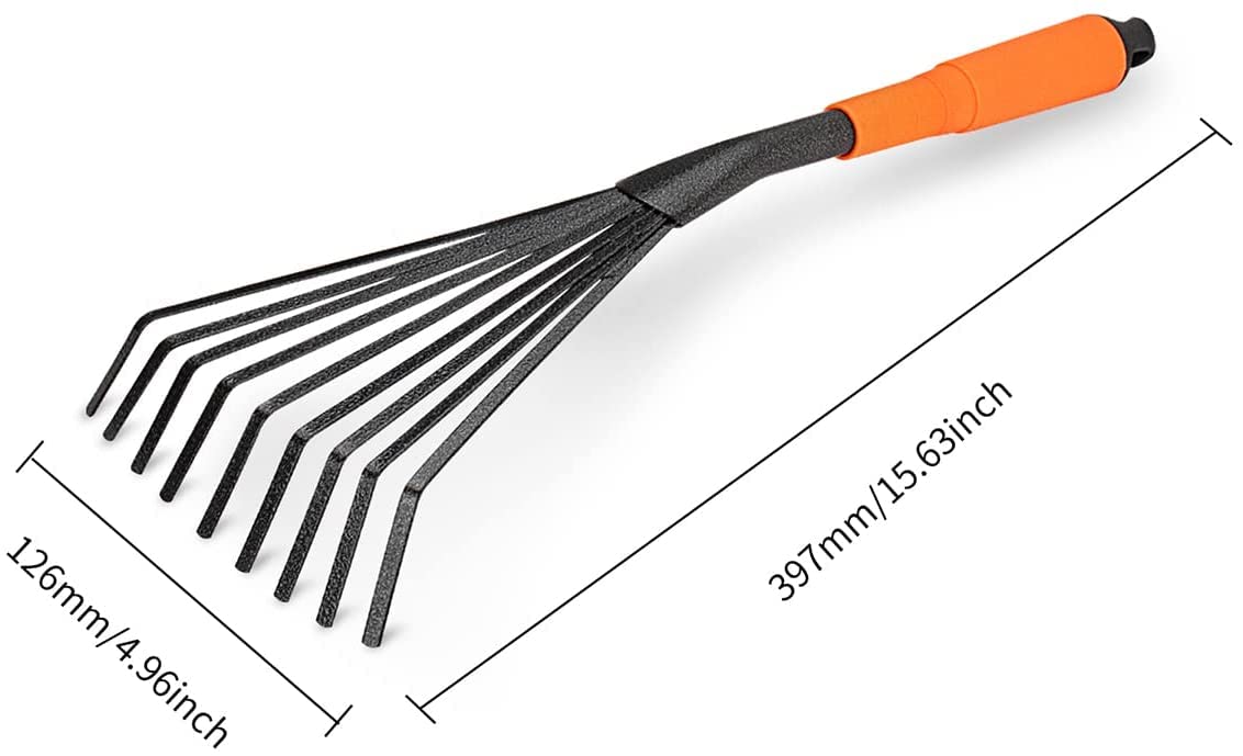 NINGVIHE Garden Rake,Hand Rake,Rake for Gardening,Mini Grass Rake,Horse Poo Picker,Ergonomic Grip for Comfort and Control Professional Hand Tools (small rake), Multi