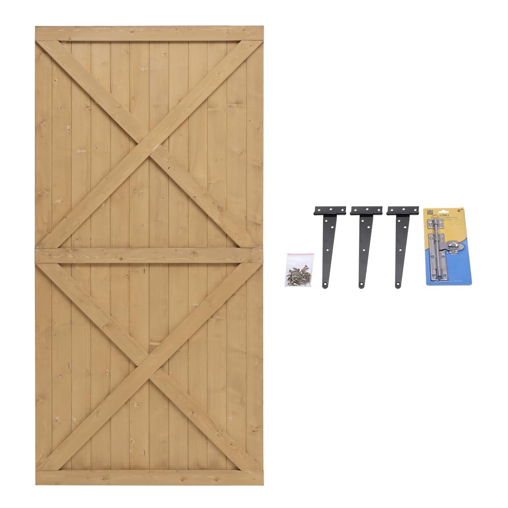 DKIEI Wooden Garden Gate, 183x100 cm Wooden Gate for Garden, 2.5cm Thickness Fully Framed Wood Door with Latch and 3 Hinges for Pathway Garden Entrance, Farm House, Pasture