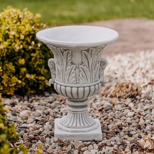gartendekoparadies.de Flower vase in an antique look, planter made of cast stone, H. 46 cm, 7 liters, 19 kg, gray, frost-proof for outdoor use