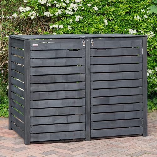 Wooden Double Wheelie Bin Store – Dark Grey