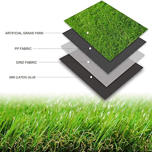 MYOYAY Artificial Grass Turf 10m x 1m Fake Lawn Astro Turf Pile High Artificial Grass Cheap Astro Garden Lawn Realistic Synthetic Grass Turf Lawn Mat with Drainage Holes for Pet Patio Garden Landscape