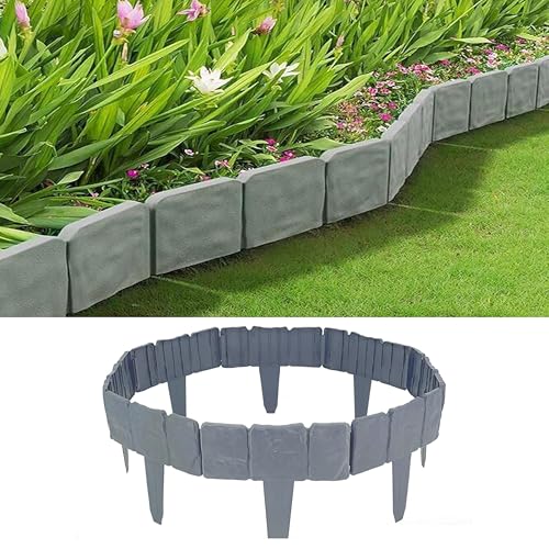 ADEPTNA 5M Grey Stone Effect Lawn Edging Set