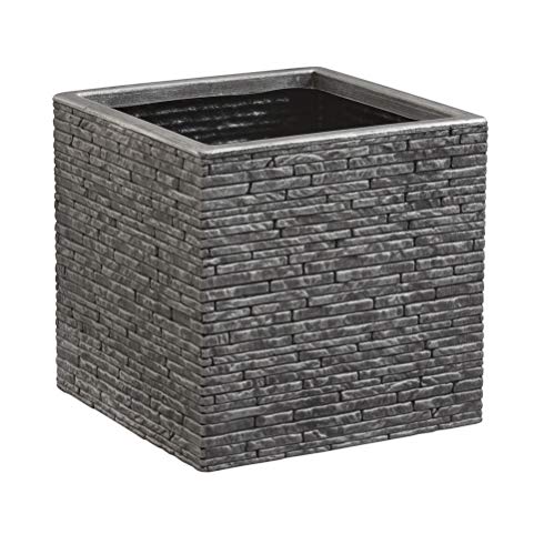 Strata 32cm Grey Brick Effect Square Plastic Planter