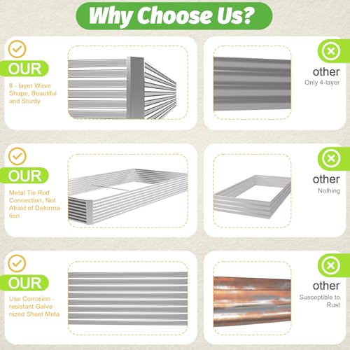 Bvewg 3 Pack 6x3FT Galvanized Raised Garden Bed Outdoor,Metal Garden Bed for Vegetables,Steel Raised Beds for Gardening,Above Ground Box for Flower