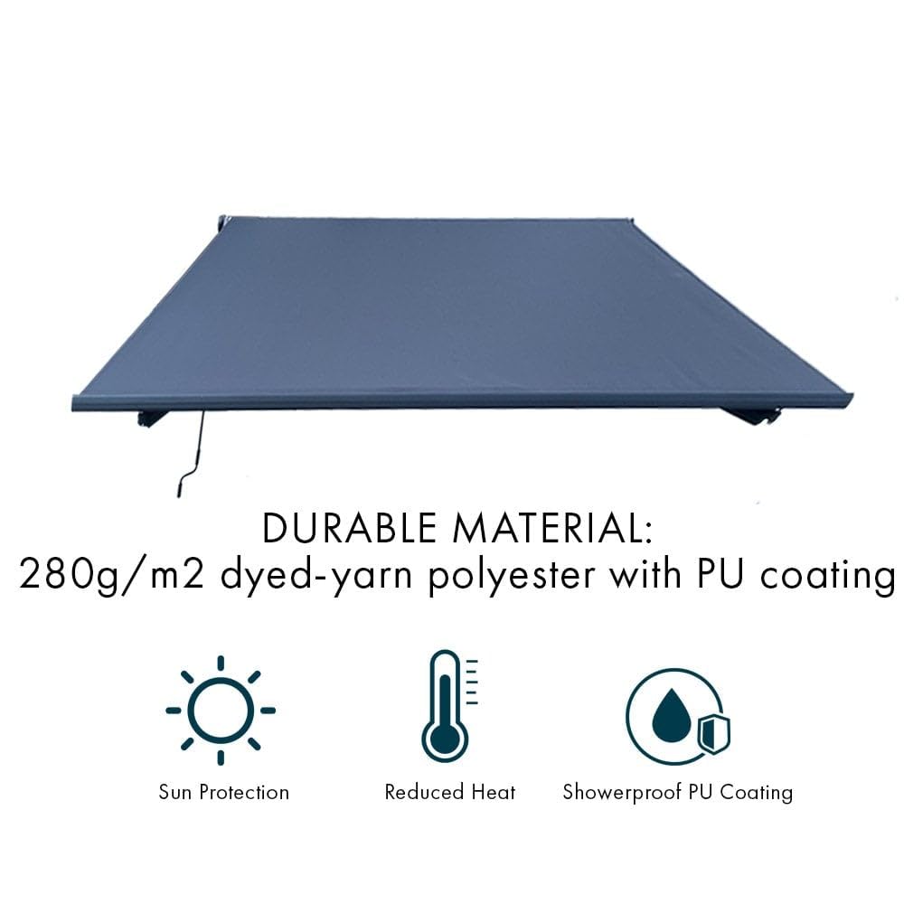 Jack Stonehouse 3 x 2.5m Retractable Electric Awning With LED Lights Remote Control for Window & Door UV Resistant Shower Proof Patio Garden Sunshade Canopy Shelter Beige, Awnings For Patios Dark Grey