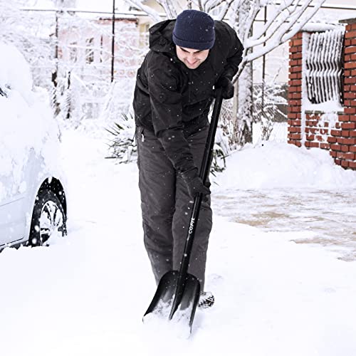 COFIT 110cm Metal Car Snow Shovel Heavy Duty, Long Handled Snow Sand Mud Removal Spade for Outdoor Camping and Garden, Detachable Ice Remover, Winter Tool, Black