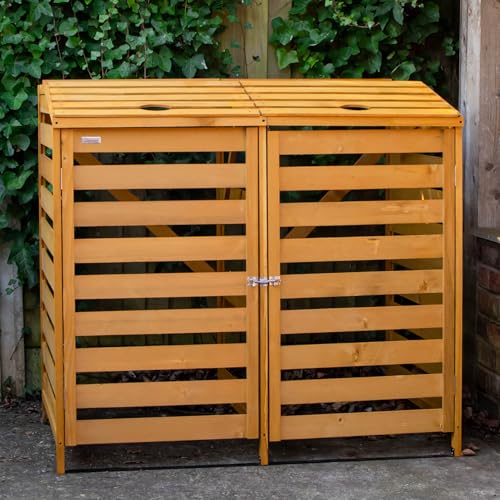 Large Wooden Double Wheelie Bin Store for 2 Bins