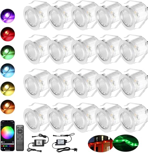 INDARUN RGB WiFi LED Decking Lights IP67 (20 Pack)