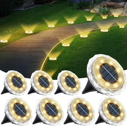 Echosari Solar Ground Lights – 8 Pack Warm White