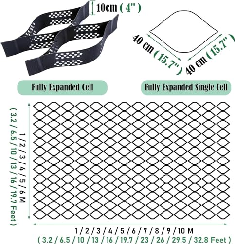 Permeable Paving for Garden Walkways and Driveways 4" Depth Gravel and Paver Grids Stabilizer Riverside Slope Pathway Sand 10cm High