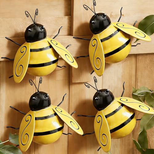 Gudui Metal Bumble Bee Garden Wall Art Set of 4