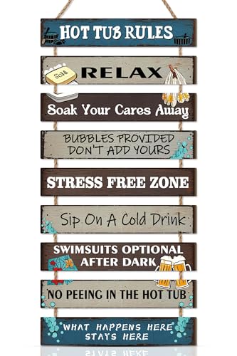 HPNIUB Rustic Funny Hot Tub Rules Hanging Sign