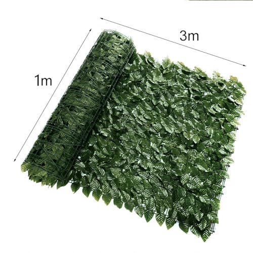 Baketron Decorative Ivy Leaf Green Artificial Hedge Roll 3m x 1m Garden Fence Screening Privacy Hedging Wall Landscaping Garden Fence UV Fade Protected Artificial Plant Wall Panels (1 Roll)
