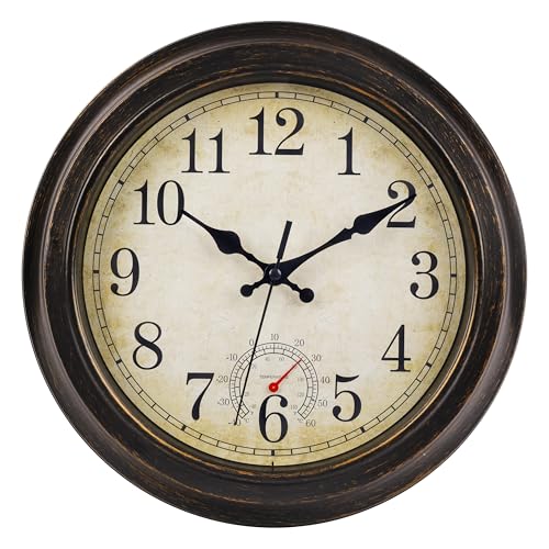 Jomparis 30cm Outdoor Garden Clock with Thermometer