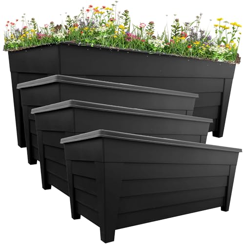 Black Grosvenor Trough Planters – Set of 4