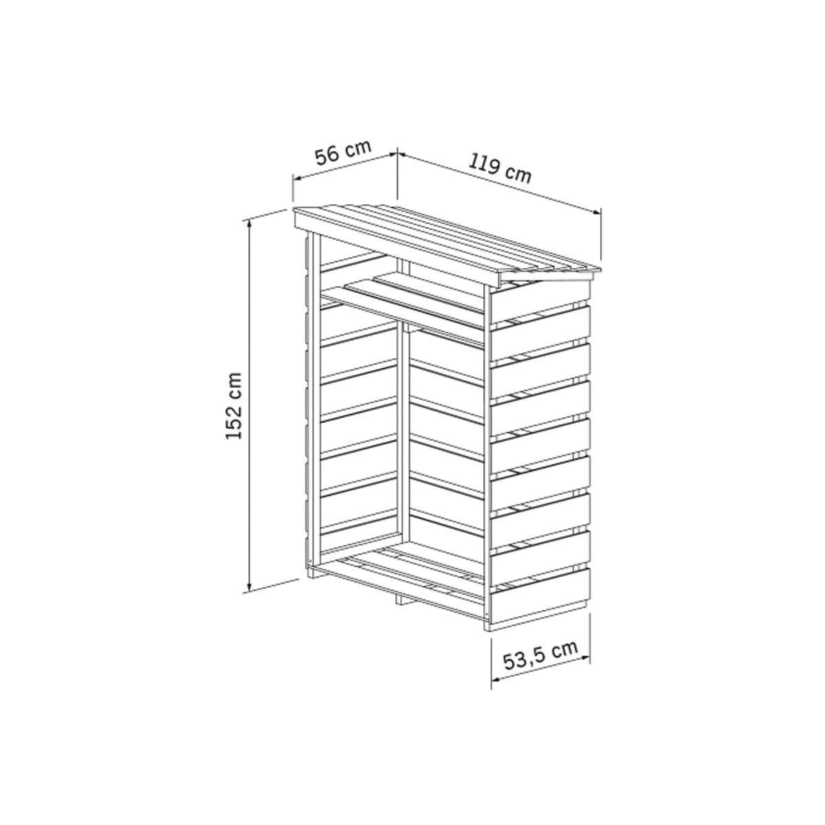 CHARLES BENTLEY FSC Certified, Wooden Log Store, Garden, Small Log Store, Heavy Duty, Firewood Storage, Kindling, Treated Wood, Slatted Design, Slanted Roof, Raised Floor, Spruce (152x119x53.5cm)