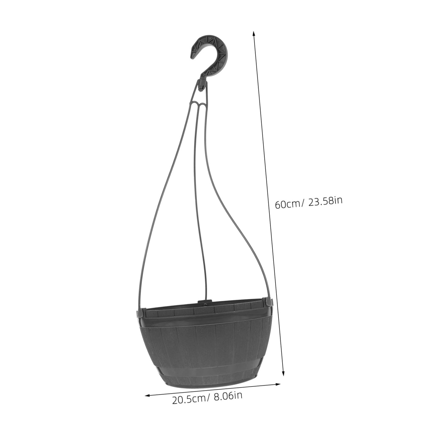 DIKACA Hanging Planters Baskets Self-watering Faux Wood Barrel 2pcs for Outdoor Patio Balcony and Indoor Plant Decor
