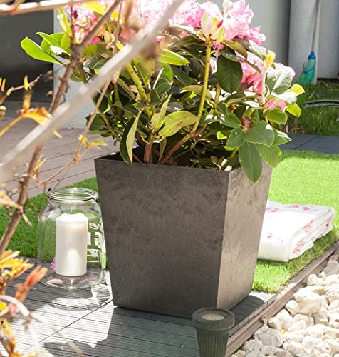 HTUK Recyled Rubber Planter Flower Pot Made With Recycled Rubber Weather Resistant Planter Indoor And Outdoor Planter 3 33cm/50cm/70cm Steel Grey (33cm Steel Grey Planter)