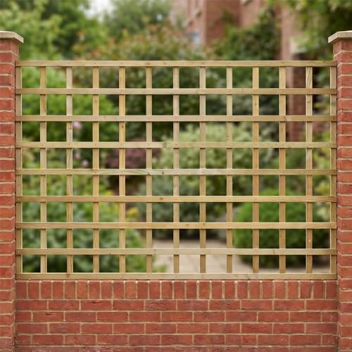 6ft x 4ft Square Flat Top Wooden Garden Trellis Panel