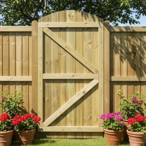 Arch Top Wooden Garden Gate 6x2.5ft Treated Timber