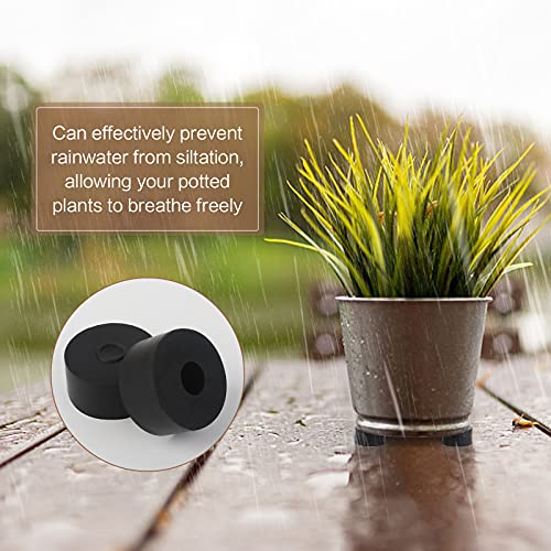 Bigxin 24 Pieces Flower Pot Feet Riser, Invisible Flower Pot Feet Round Shape Plant Pot Feet Black Rubber Plant Pot Risers for Indoor Outdoor Plant (3x3x1.5cm)