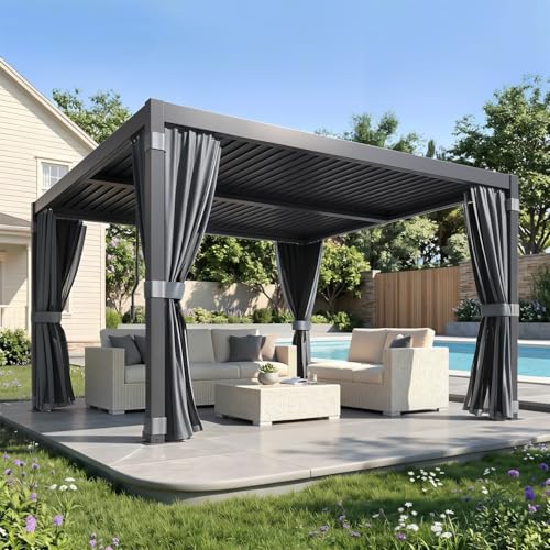 MELLCOM 3x3m Louvered Aluminium Pergola – Black