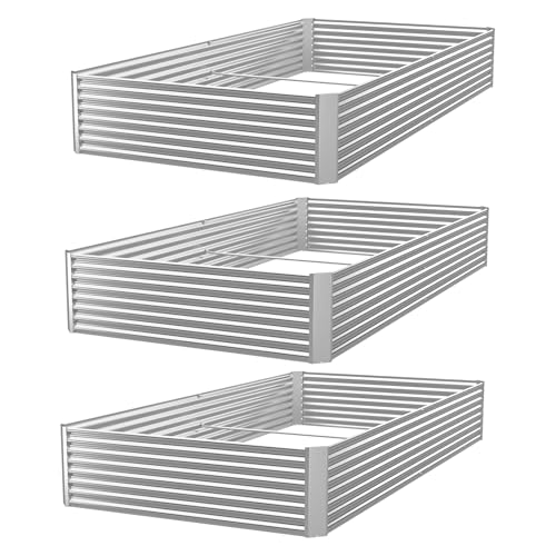 GROVELEAF Galvanised Steel Raised Garden Beds 3 Pack