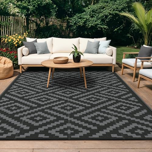 GENIMO Reversible Outdoor Rug 180x275cm Black & Grey