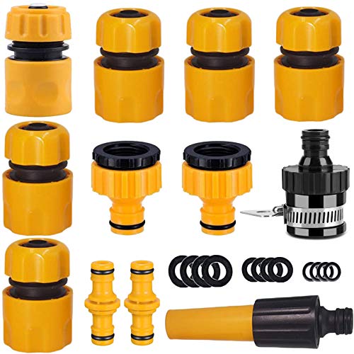 Garden Hose Connector Fitting Set with Nozzle