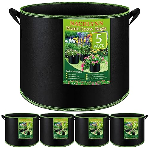 NACHLYNN 7 Gallon Grow Bags, Pack of 5