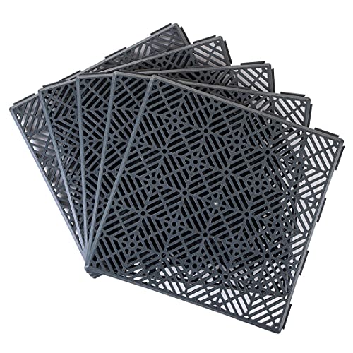 Interlocking Plastic Garden Path Tiles Grey 10 Pack
