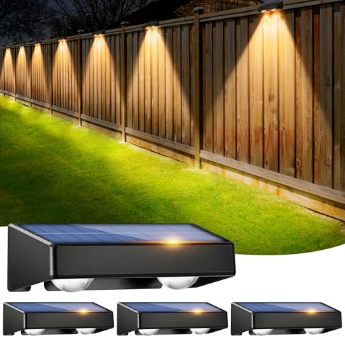 Sununiny Solar Fence Lights Outdoor 4 Pack RGB