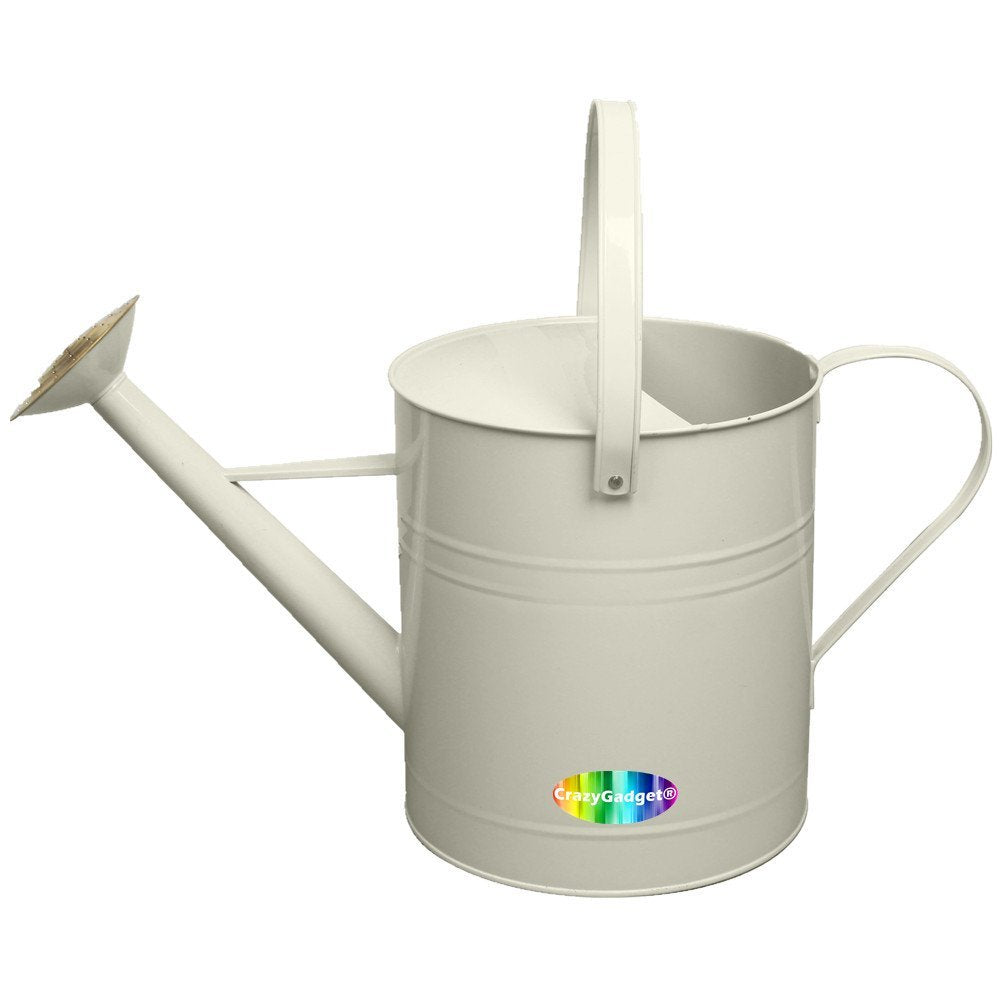 CrazyGadget® Garden Plant Flower Colour Galvanised Metal Steel Watering Can 9L 9 Litre / 2 Gallon with Brass Rose (Cream)