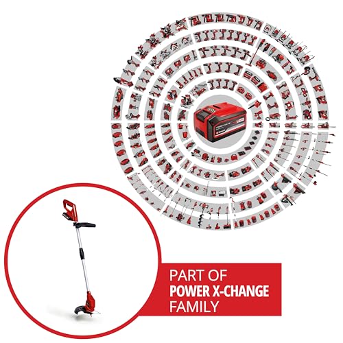 Einhell Power X-Change Cordless Strimmer With Battery And Charger - 18V Lightweight Grass Trimmer With 20 x Blades, 24cm Cutting Width - GC-CT 18/24 Li Garden Lawn Trimmer