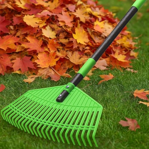 42cm Wide Adjustable Leaf Rake with Long Handle