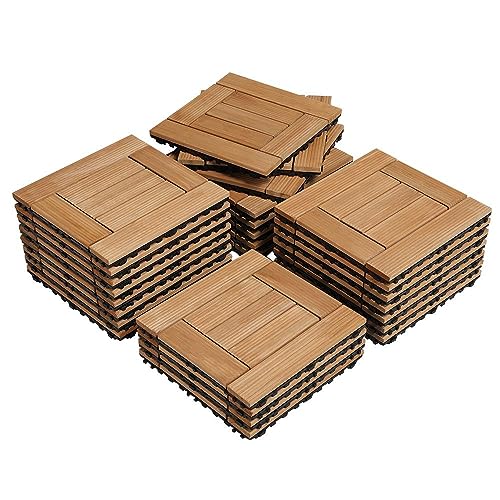 Yaheetech 27pc Interlocking Fir Wood Decking Tiles