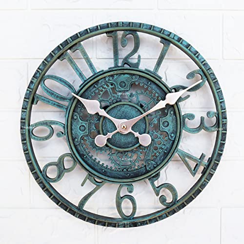 Taodyans 12in Outdoor Garden Wall Clock – Turquoise