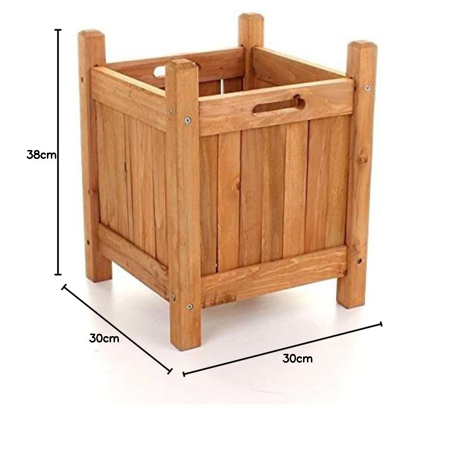 MYGARDEN Square Wooden Garden Planter Outdoor Yard Decking Display Plants Flowers Pot