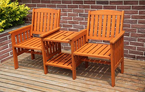 WestWood 2-Seater Garden Loveseat with Table & Parasol Hole