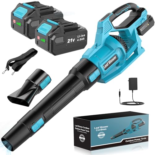 LEEIKOO Cordless Leaf Blower with 2 Batteries & Shoulder Strap