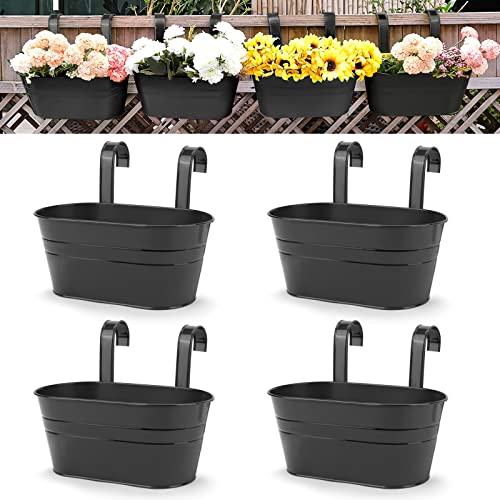 Metal Wall Planters with Hooks – Set of 4, Black