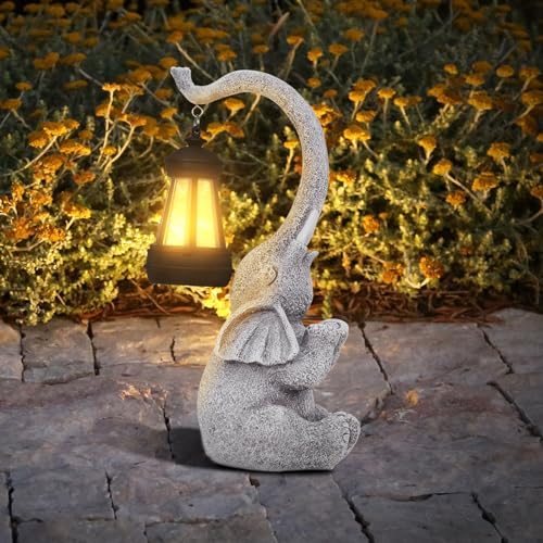 RICHIE Solar Elephant Garden Statue with LED Light