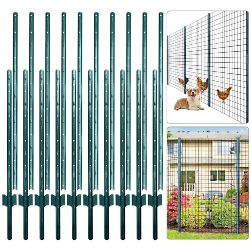 Thealyn 7ft Metal U-Channel Fence Posts, Pack of 10