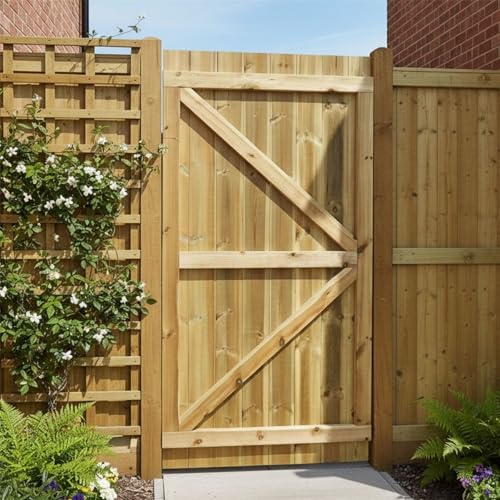 Flat Top Wooden Garden Gate 6x3ft Tongue & Groove