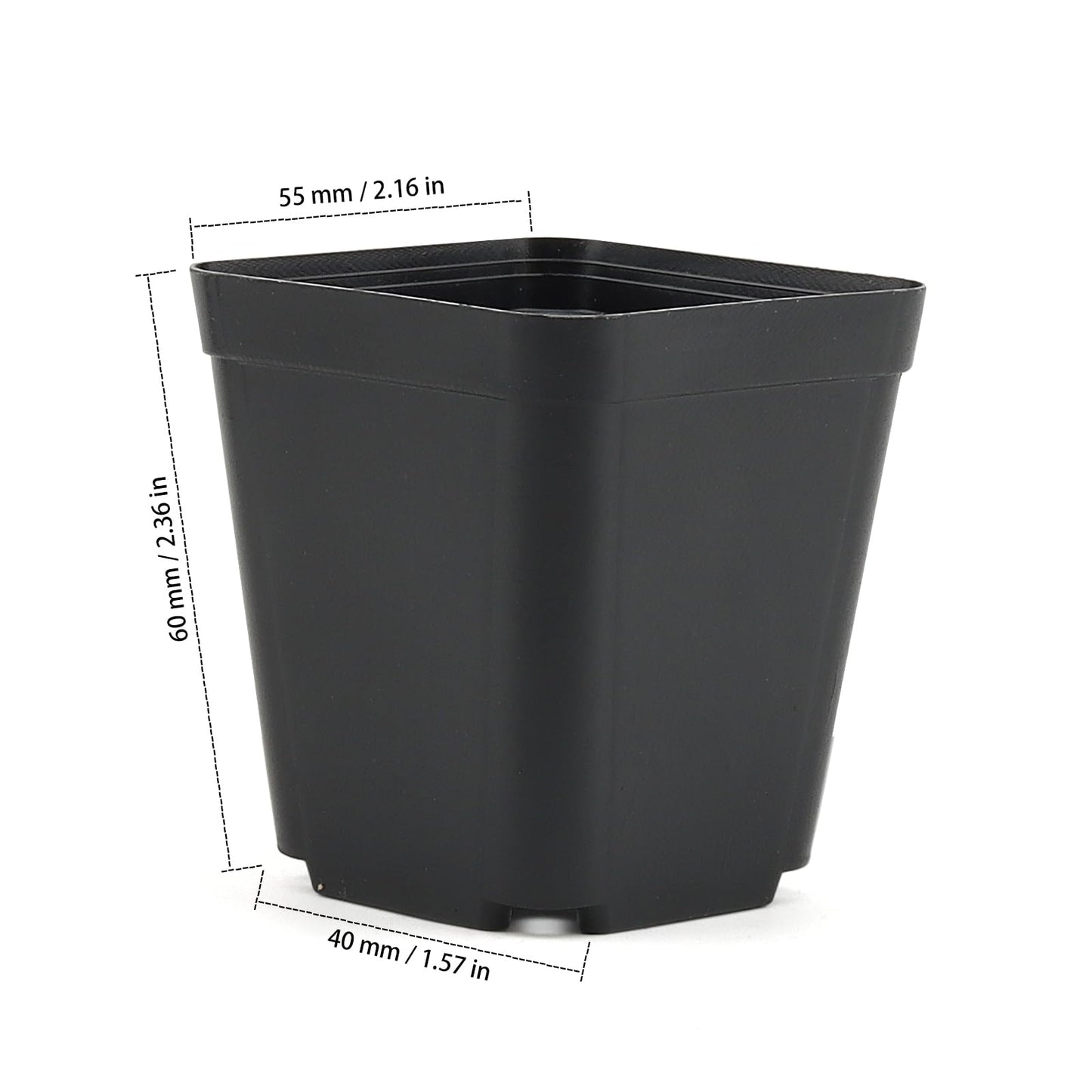 ZEONHAK 200 Pack 5.5cm Small Square Black Plant Pot, 2 Inch Mini Plastic Garden Flower Planter Pots for Succulents, Seed Nursery