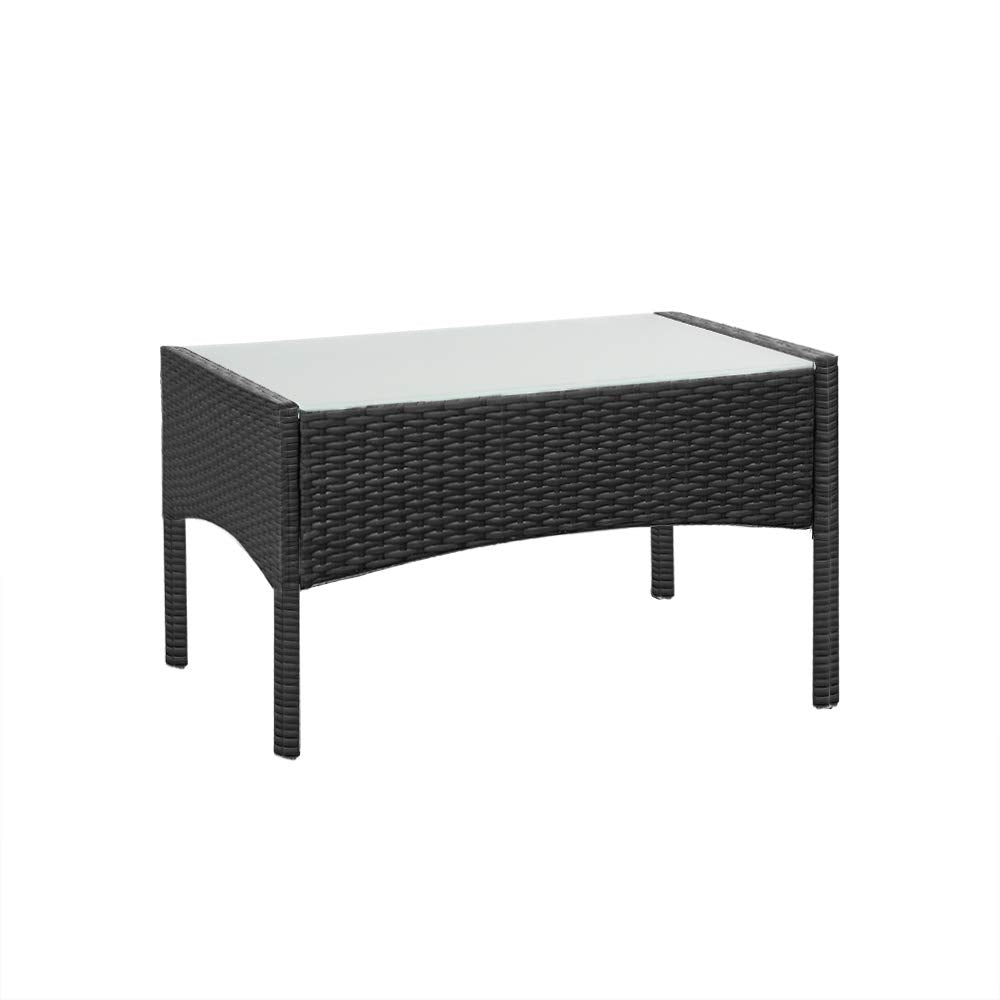 Panana Rattan Garden Furniture 4 Piece Set Table Sofa Chair Patio Outdoor Conservatory Black