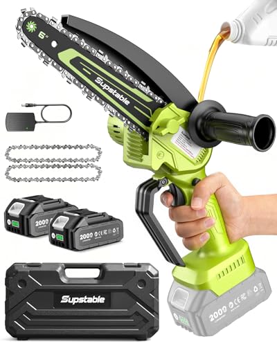 Supstable 6 Inch Cordless Mini Chainsaw with 2 Batteries