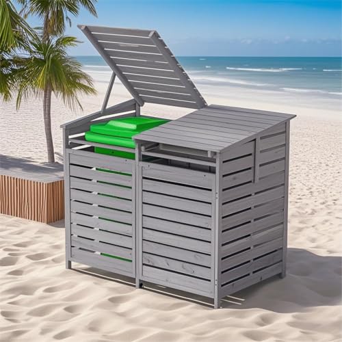 Warmiehomy Double Wheelie Bin Store – Grey Wood