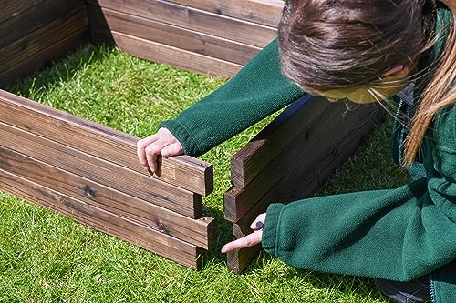 Wooden Raised Garden Planter Treated Fir Wood Outdoor Flower Trough Herb Vegetable Bed in 3 Sizes Bottomless Assembly Required (Medium 80x60cm)