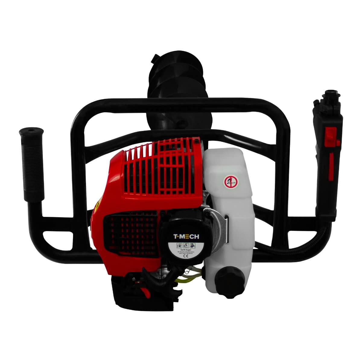 Earth Auger Fence Post Hole Borer Ground 52cc Petrol Spiral Digger 3 Drill Bits Attachments 4 6 8 Inch Extension Pole 80cm 3HP 9000rpm 2 Stroke 1.2L 1.6kw Free Safety Accessories & Tool Kit